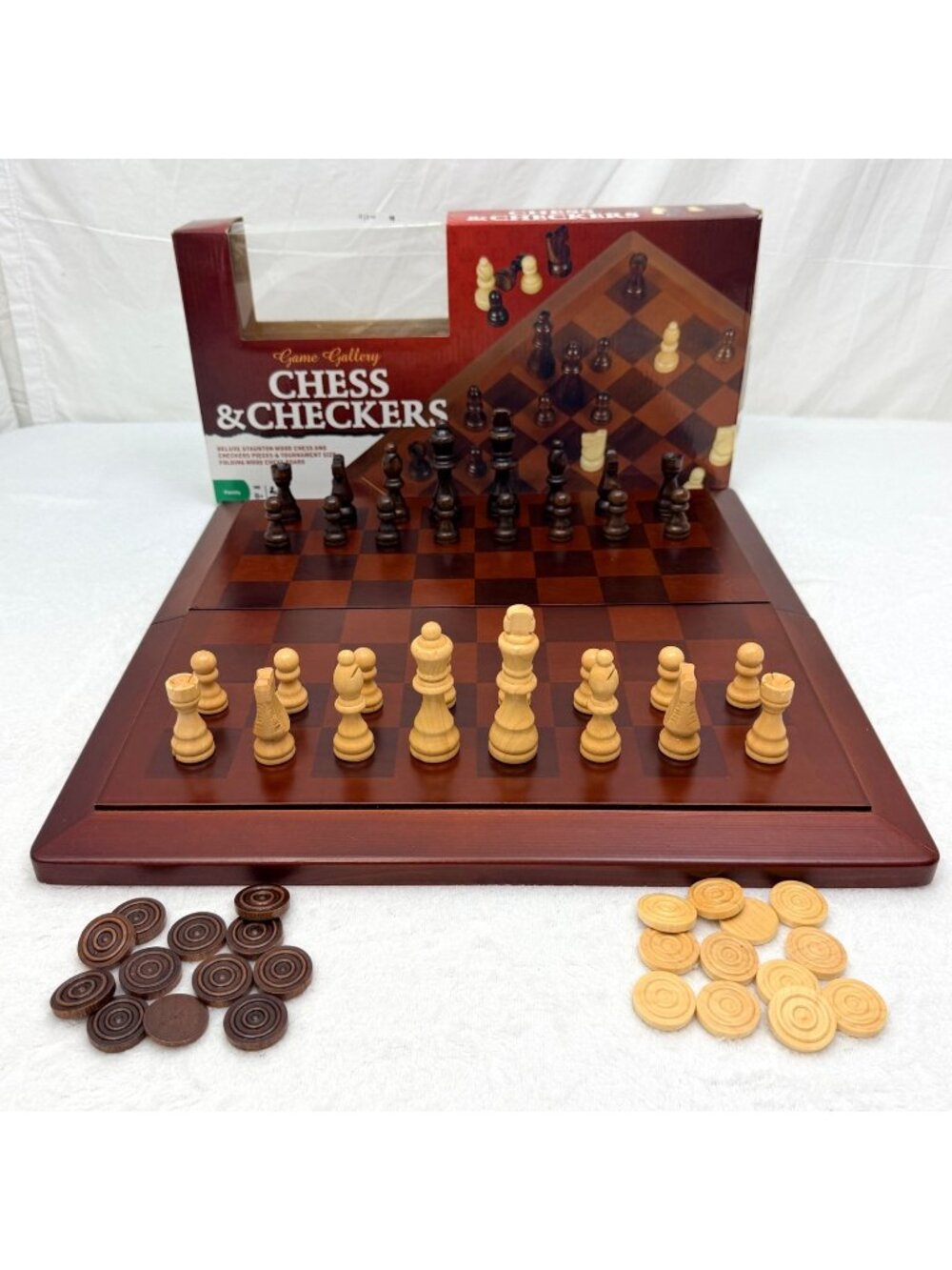 Game Gallery Chess & Checkers w/Wood Pieces 2007 Cardinal Games 100% Complete